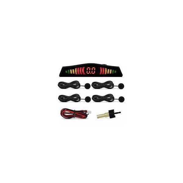 Sensor de Ré C/ Display Meia Lua Botão On/OFF 4 Pontos Preto Brilhante 