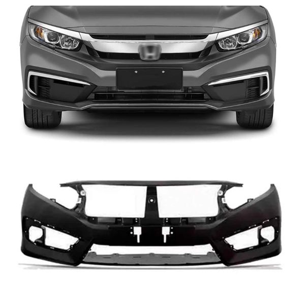 Parachoque Dianteiro Honda New Civic 2017 Em Diante Preto Liso 