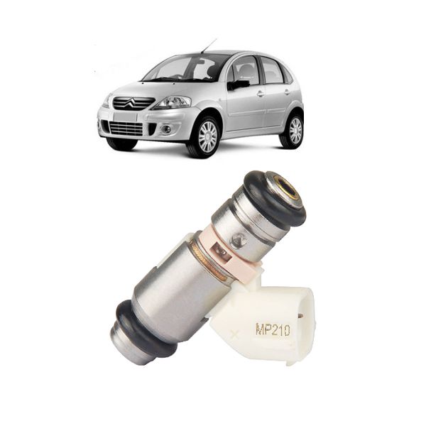 Bico Injetor C-3, Peugeot 206 e 207 2008 a 2012 1.4 Flex Branco Conector Redondo Peça 