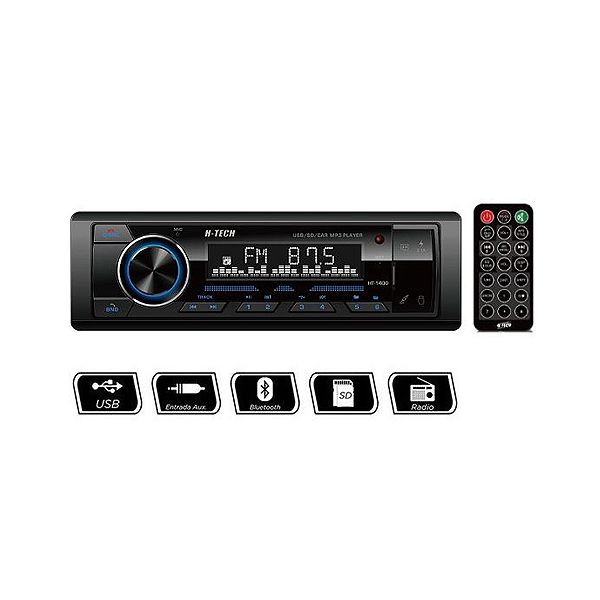 Rádio Htech HT1023 Com Controle FM/ USB/ Leitor 32GB Auxiliar/ SD Card/ Bluetooth 