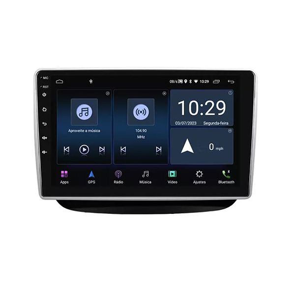 Multimídia FP Import 9" Onix Hatch, Sedan e Tracker 2020 Em Diante Com Moldura Preta 