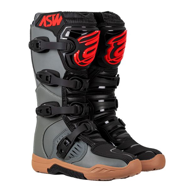 Bota Asw Image Enduro Trilha Motocross Offroad Sola Injetada Cinza Preto