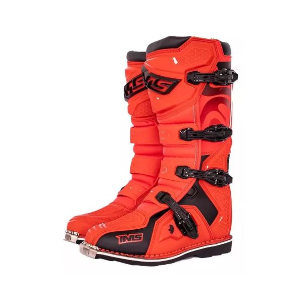 Bota Ims Robust Sola Costurada Bico De Aço Trilha Motocross Vermelha