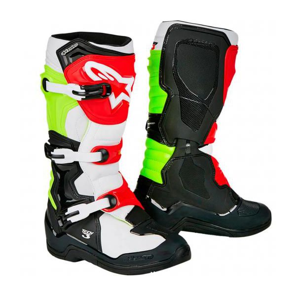Bota Alpinestars Tech 3 Motocross Trilha Enduro Branco Vermelho Flúor