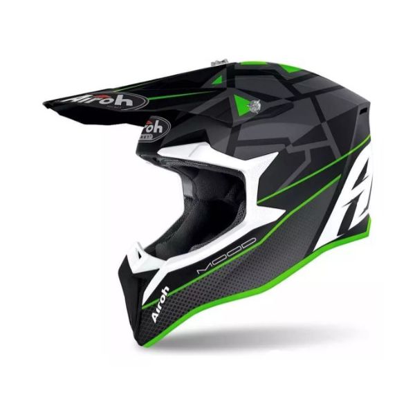 Capacete Airoh Wraap Trilha Moto Motocross Off Road Downhill Cinza Verde