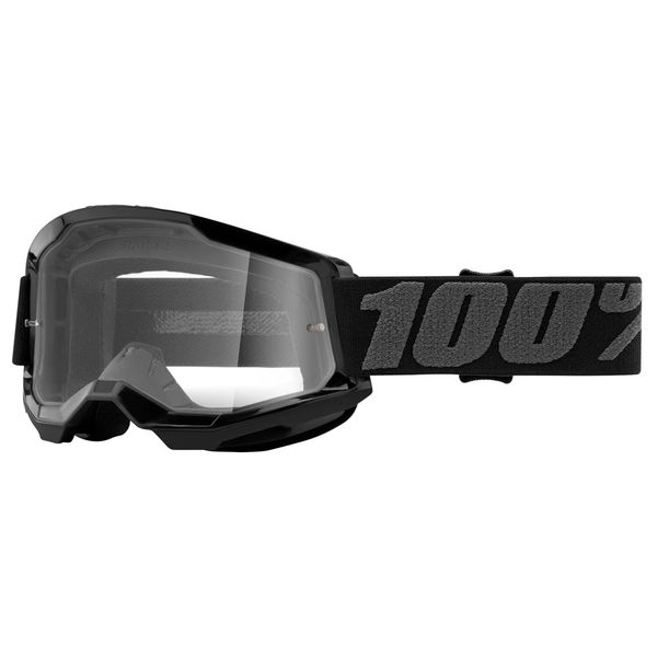 Óculos 100% Strata 2 Preto Transparente Motocross Off Road Trilha