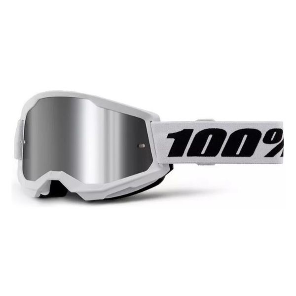Óculos Off Road 100% Strata 2 Espelhado Motocross Branco Espelhado