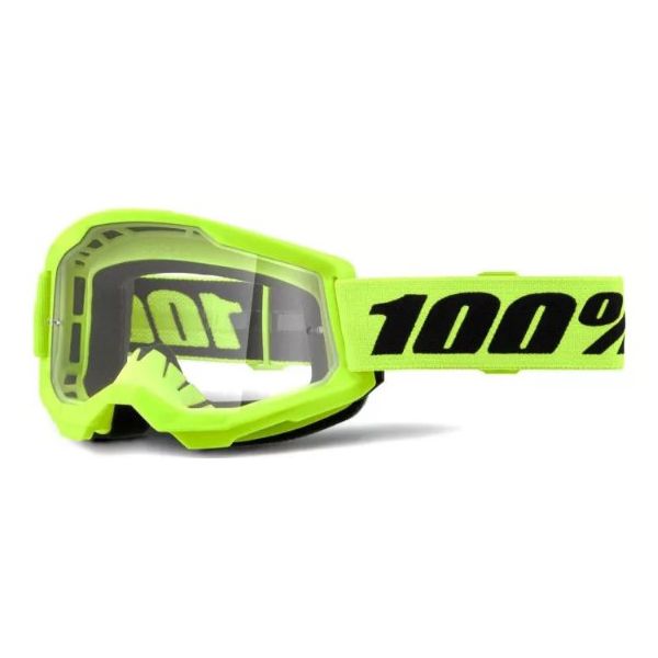 Óculos 100% Strata 2 Transparente Amarelo Fluor Off Road Trilha Motocross
