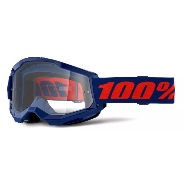 Óculos 100% Strata 2 Navy Transparente Motocross Off Road Trilha
