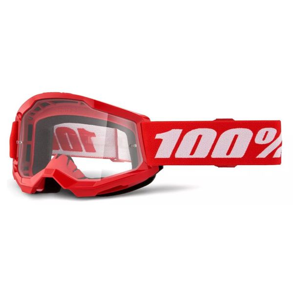 Óculos 100% Strata 2 Vermelho Transparente Motocross Off Road Trilha