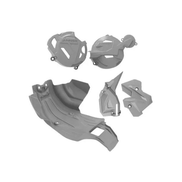 Kit Protetor De Carter Quadro Tampa De Motor Anker Crf250f Cinza