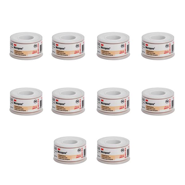 Kit 10 Fitas Micropore 1533 3M 2,5cm x10m Bege