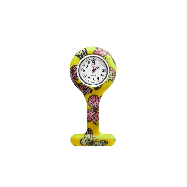 Relógio de Lapela Tipo Broche Supermedy Borboleta Amarelo