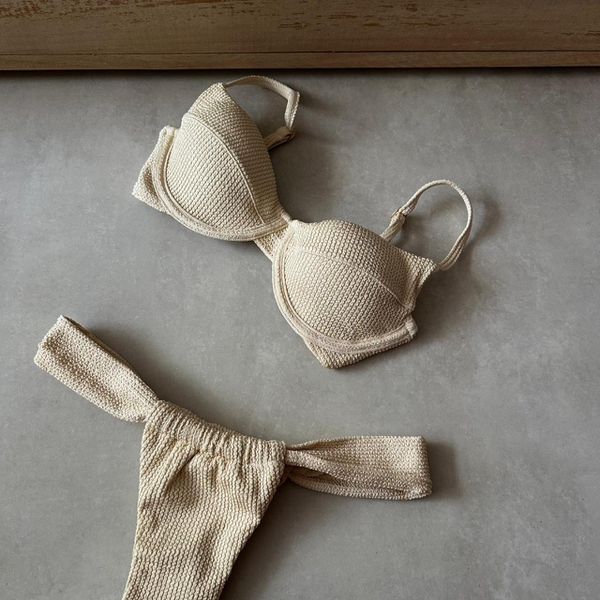 Top Luna balconet textura baunilha conforto Trituê 