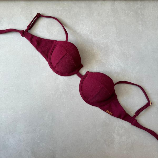 Top Biquíni Arizona Balconet Avulso Meia Taça Textura Cereja Crepono Trituê