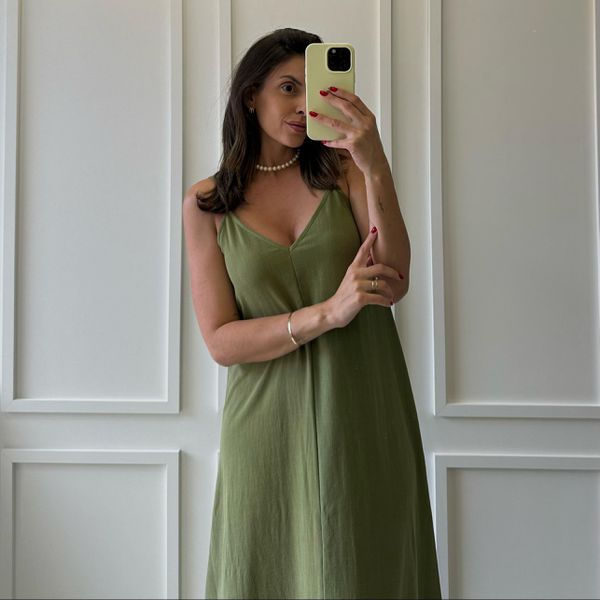 Vestido Munique Linho Verde Militar Trituê 