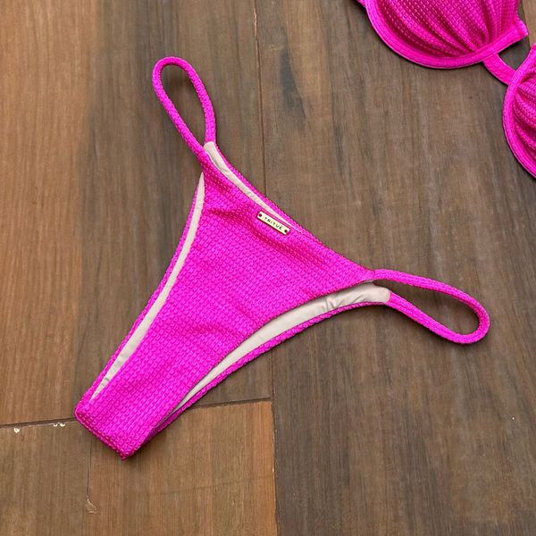 Calcinha Los Angeles Biquíni Fio Tiras Laterais Fucsia Trituê 