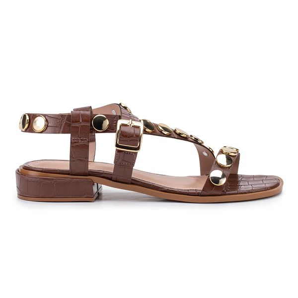Sandalia Maisa Tachas Croco Marrom