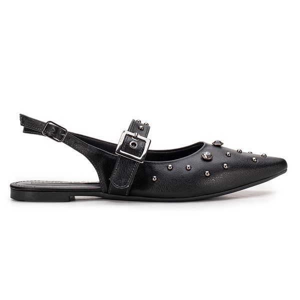 Sapatilha Slingback Aurora Preto Strass