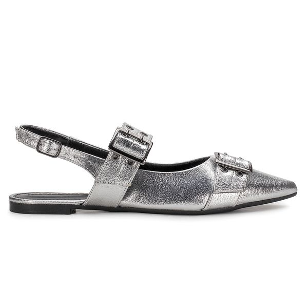 Sapatilha Slingback Maitê Metalizado Prata
