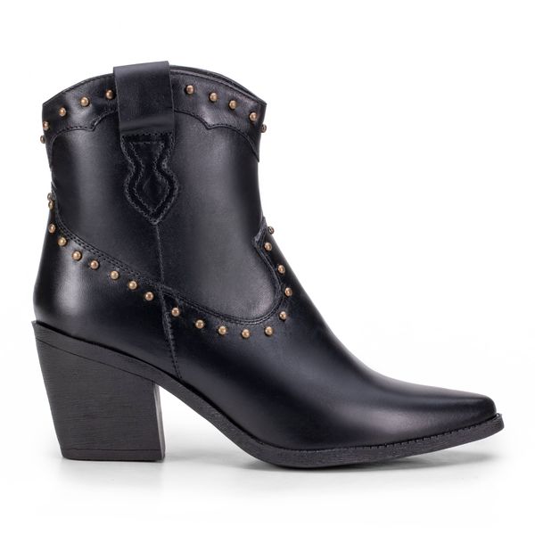 Bota Western Lya Em Couro Preto