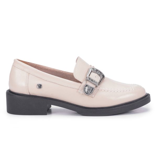 Mocassim Loafer Em Couro Off White