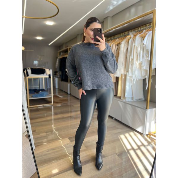 Calça Tassia Couro Preta
