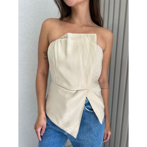 Blusa Cintia Tomara Que Caia Bege