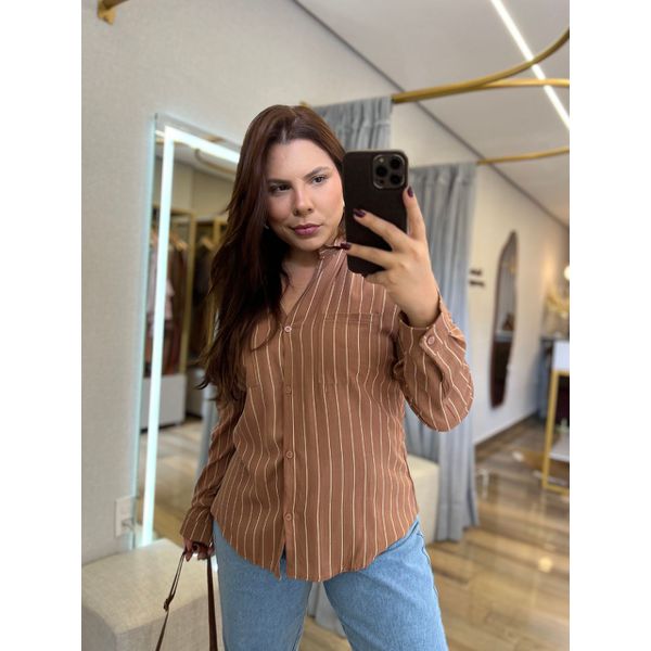 Camisa Lais Listrada Marrom