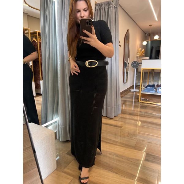 Saia Geovana Tricot Preto