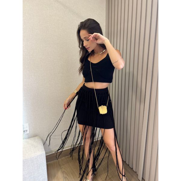 Saia Modal Eloa Franja Preta
