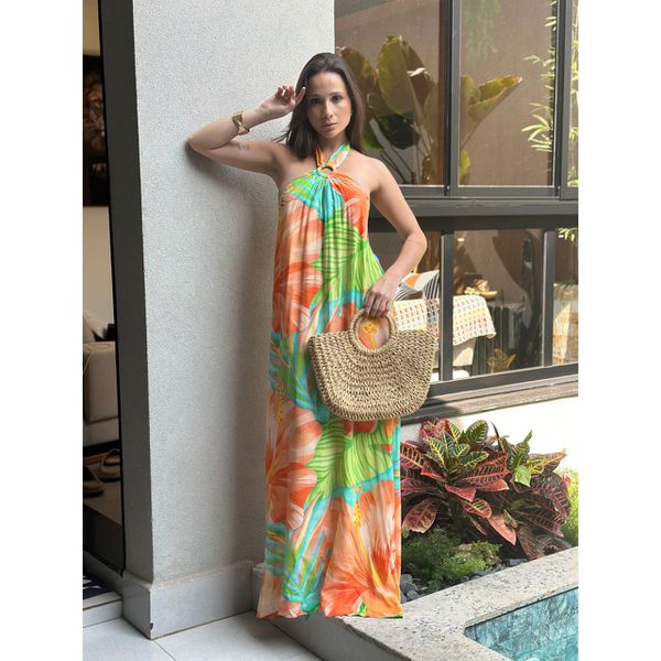 Vestido Estampado Verônica Laranja 