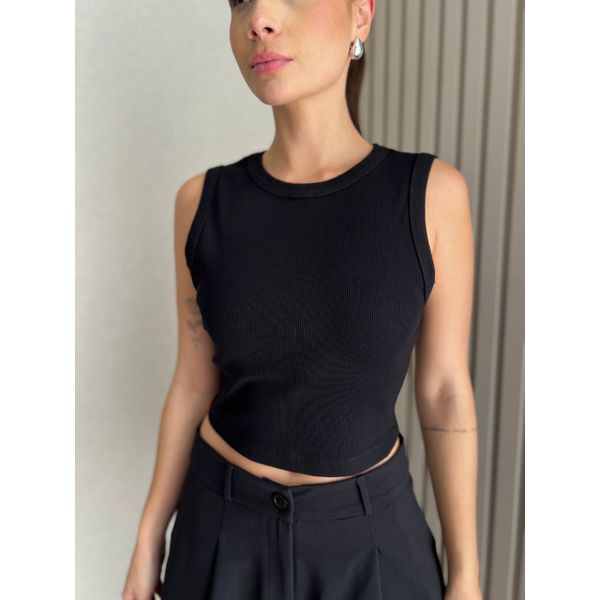Regata Cropped Canelada Power Preta 