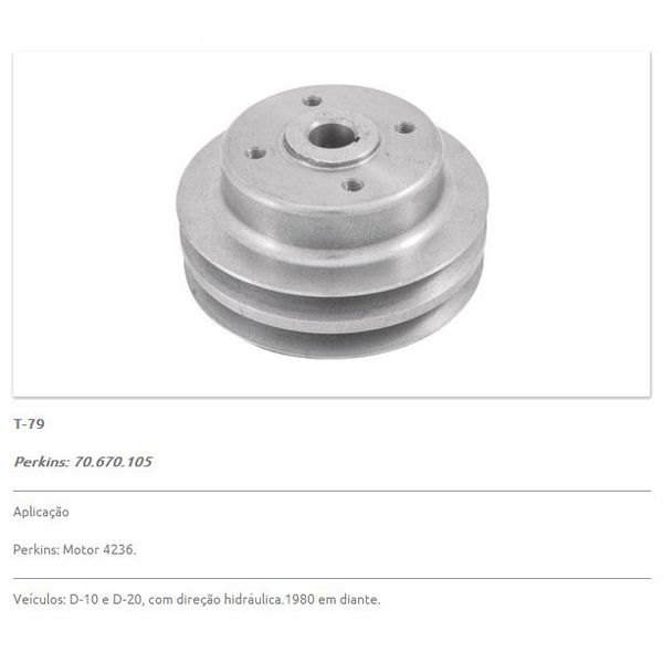 Polia da bomba d'água D10 e D20 motor Perkins 4236 e Q20B. Polia dupla (02 Canais) - T79