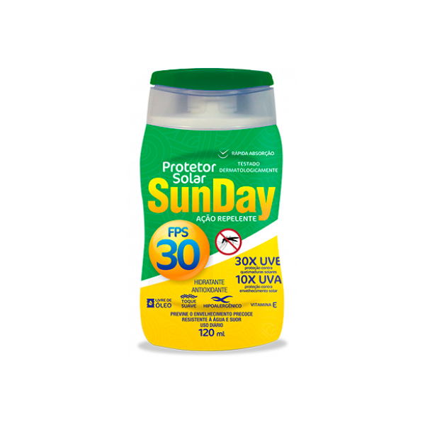 PROTETOR SOLAR E REPELENTE 30 FPS 120ML SUNDAY