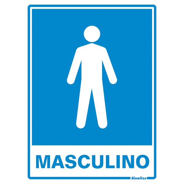 PLACA EM POLIESTIRENO 15X20CM - SANITARIO MASCULINO - SINALIZE