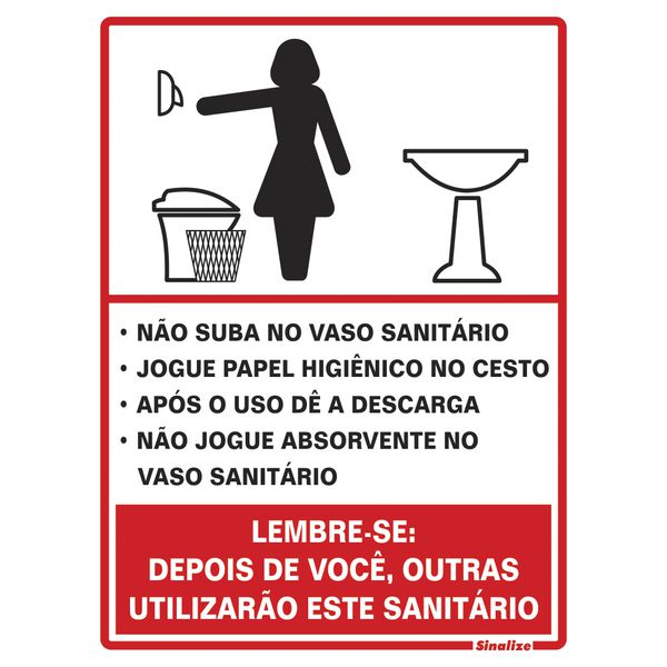 PLACA EM POLIESTIRENO 15X20 CM - PROCEDIMENTO SANITARIO FEMININO - SINALIZE