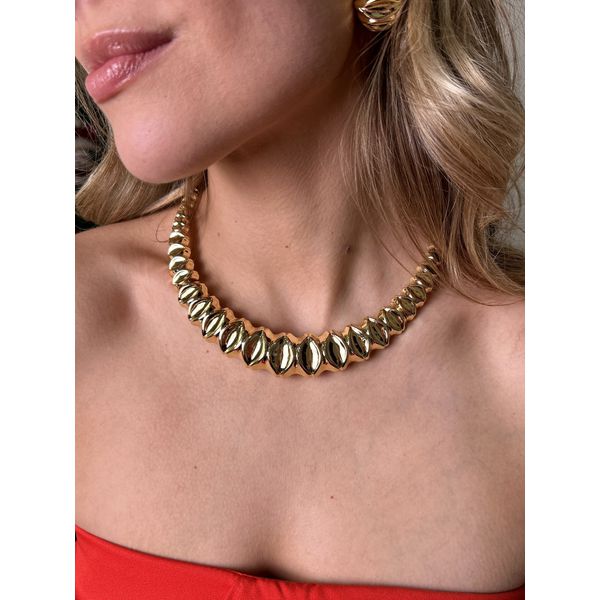 Aro Maxi Textura Banhado a Ouro