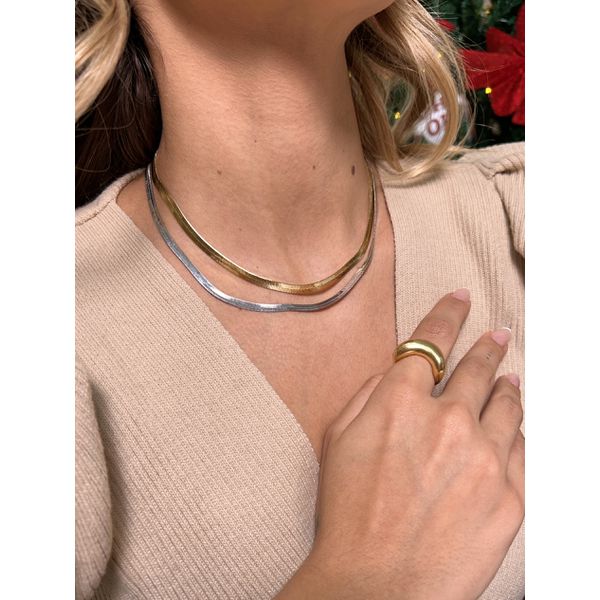 Colar Fita Banhado a Ouro 5mm