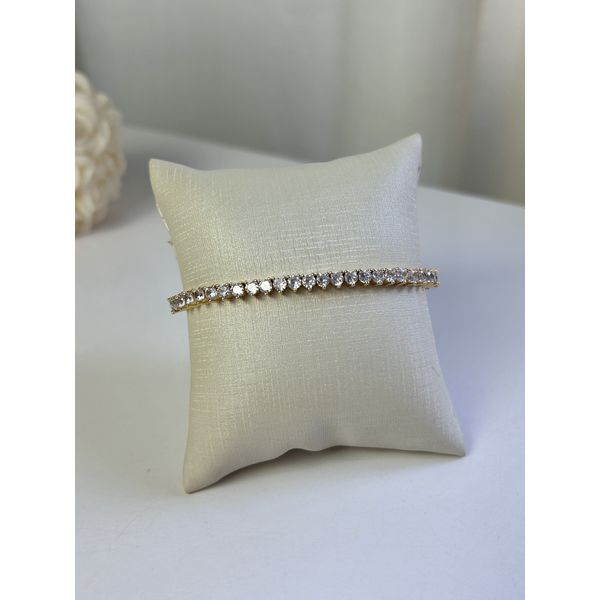 Pulseira Riviera Três Pontos Fecho Joia Banhada a Ouro