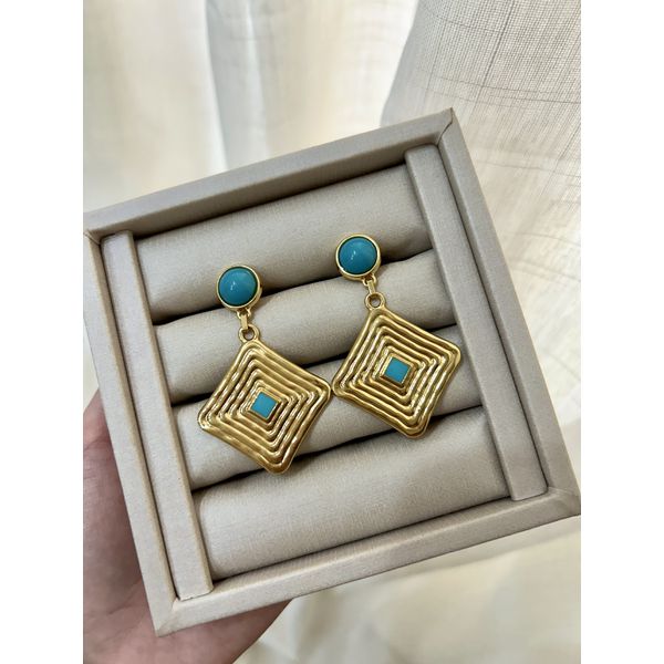 Maxi Brinco Turquesa Ouro