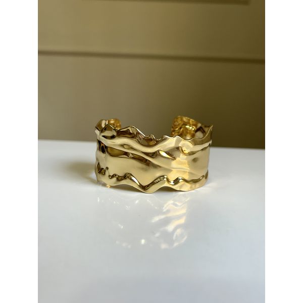 Maxi Bracelete Orgânico Chapa Banhado a Ouro