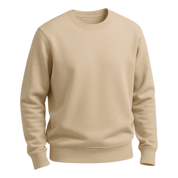 Blusa Moletom Flanelada Unissex Gola Redonda BEGE Liso - Atacado