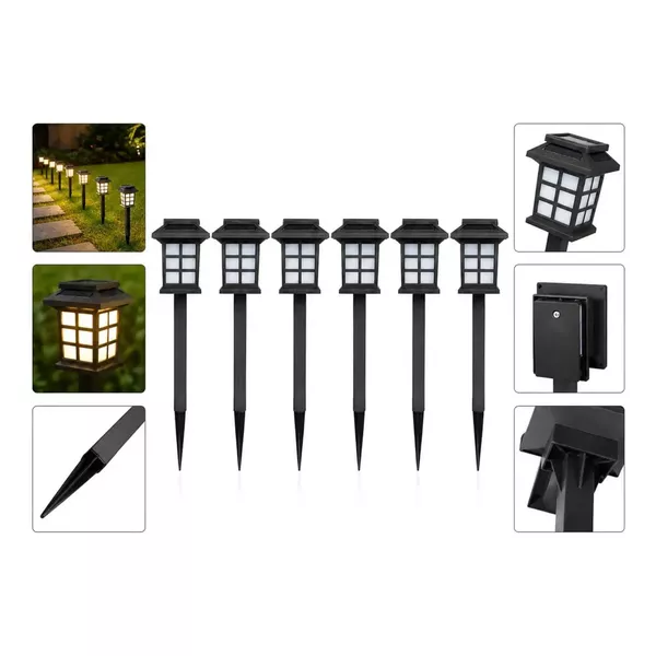 Kit 6 Luminárias Solares Led Externa Bomvink Bom-4601