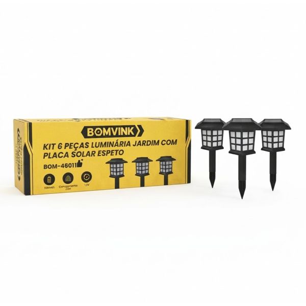 Kit 6 Luminárias Solares Led Externa Bomvink Bom-4601