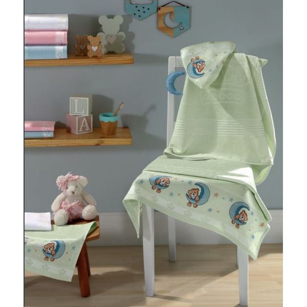 Toalha de banho infantil para bordar Dohler Baby Classic coroa Velour 0,90 x 0,70 cm