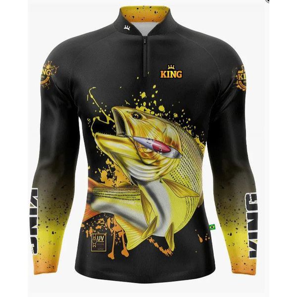 Camiseta De Pesca King Brasil UV 50 Amarelo - KFF650