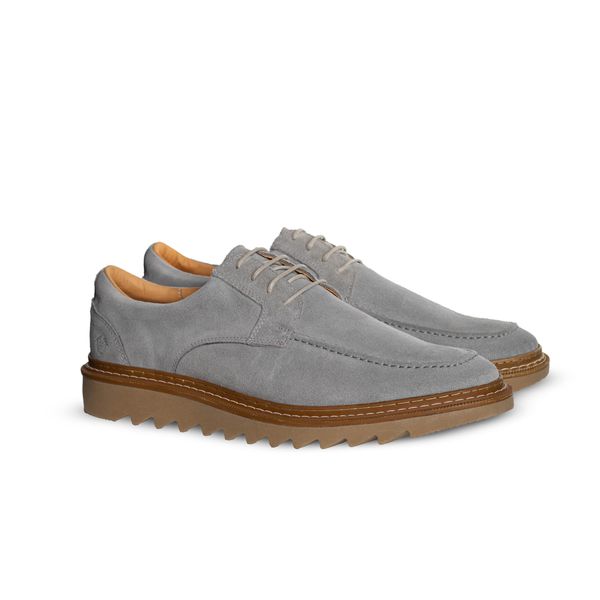 Sapato Social Masculino Derby Couro Camurça Cinza Tratorado - Urbana Man | Sapatos Masculinos 