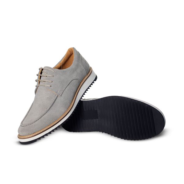 Sapato Social Masculino Derby Couro Camurça Cinza Urbana Man