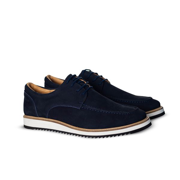 Sapato Social Masculino de Amarrar Derby Nobuck Azul Marinho - Urbana Man | Sapatos Masculinos 